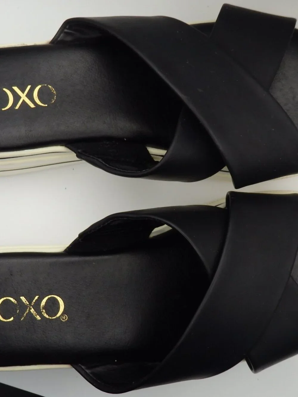 XOXO Black Crossover-Strap Platform Sandals